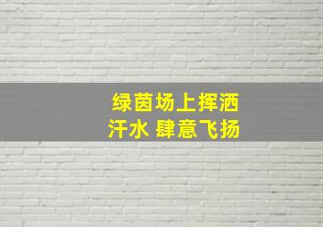 绿茵场上挥洒汗水 肆意飞扬